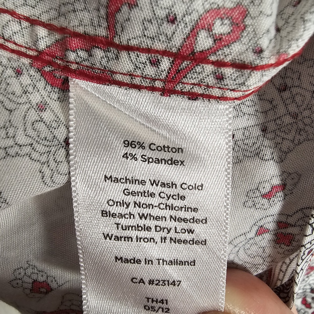 Talbots Shirt Womens 16 White Red Paisley‎ Floral Button Up Long Sleeve Stretch - Picture 7 of 7